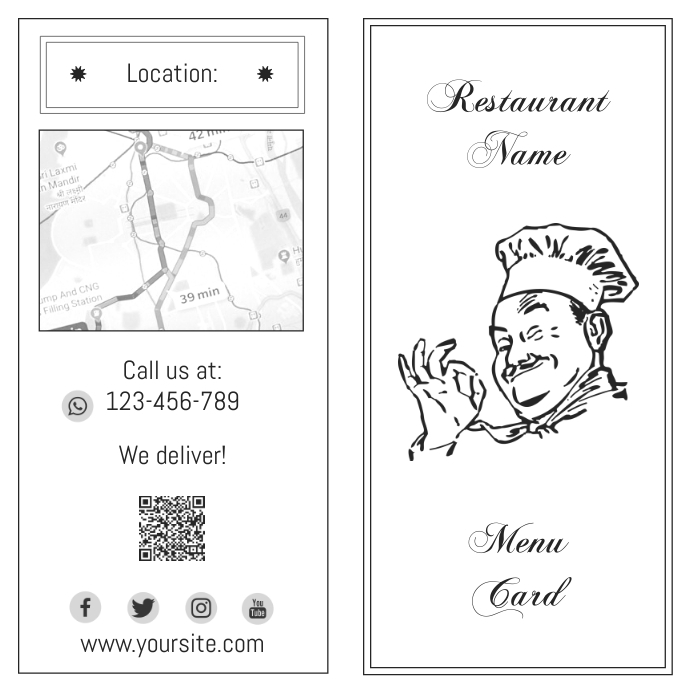 Bifold Restaurant Menu First 1 Page Wpis na Instagrama template