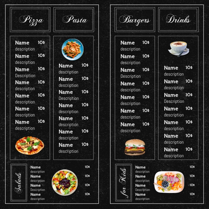 Bifold Restaurant Menu Flyer Second 2 Page Template | PosterMyWall
