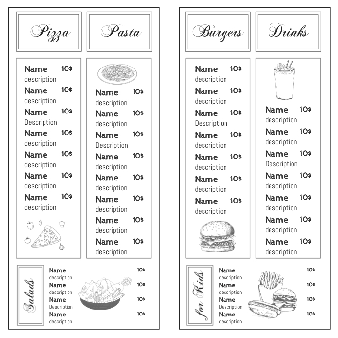 Bifold Restaurant Menu Flyer Second 2 Page Template | PosterMyWall