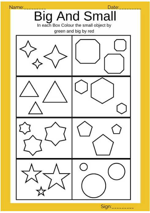 Big And Small Coloring Worksheets Big Or Small Worksheets Free