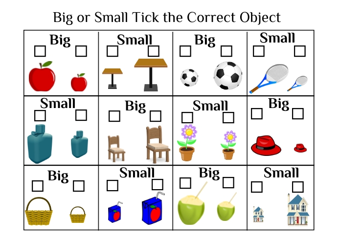 Copy of Big and Small Worksheets for kids | PosterMyWall