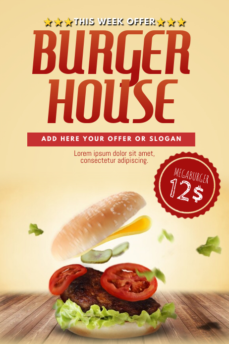 Plantilla De Volante De Oferta De Hamburguesa De Grande Para Restaurante De Hamburguesa Postermywall