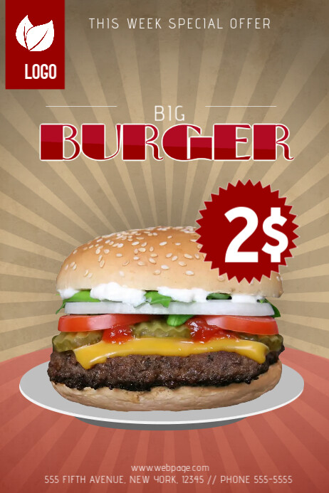 Big Burger Sale Promotion Flyer Template Fast Food Postermywall