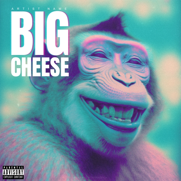 big cheeseSMILING vaporwave monkey Album Cov Template PosterMyWall
