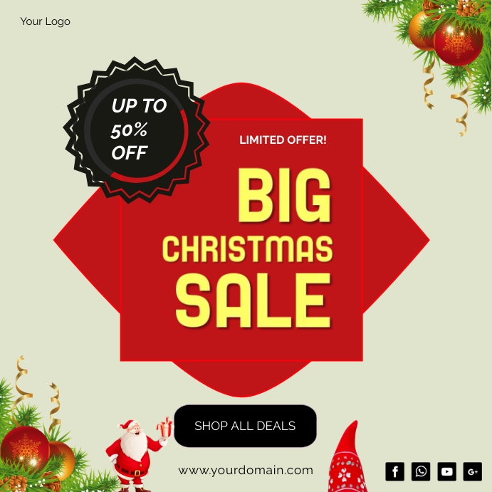 big christamas sale & happy new year offer Instagram Post template