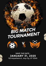 สีดำ Soccer Tournament A2 Template