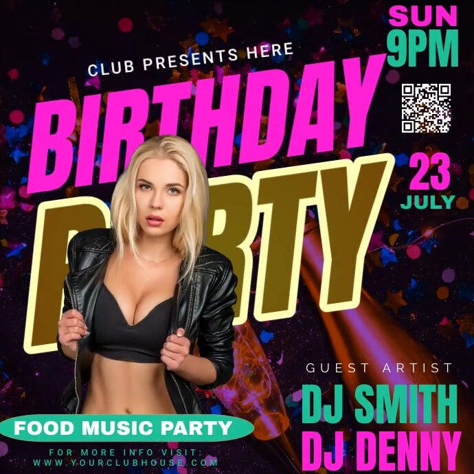 biirthday night party/birthday wish party Instagram Post template