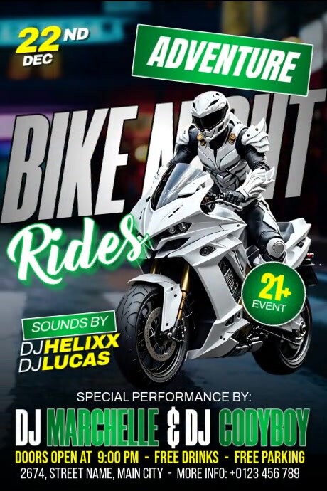 Bike Night Rides Poster template