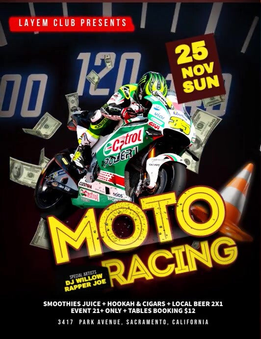bike racing championship, moto racing video a Template | PosterMyWall