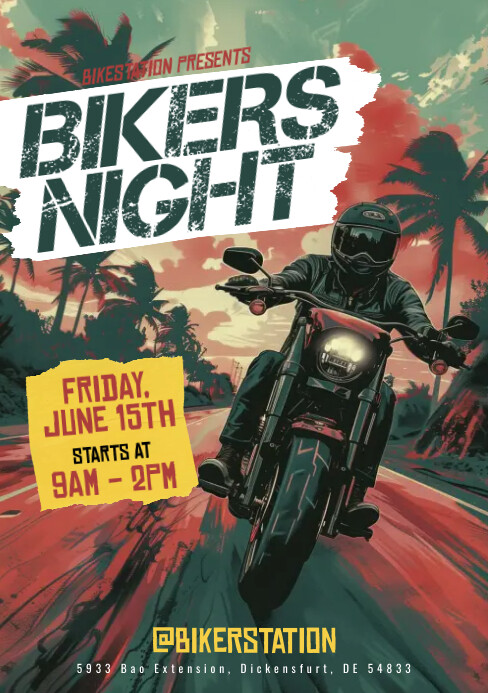 Biker Ride Flyer Bikers Night Flyer Template | PosterMyWall