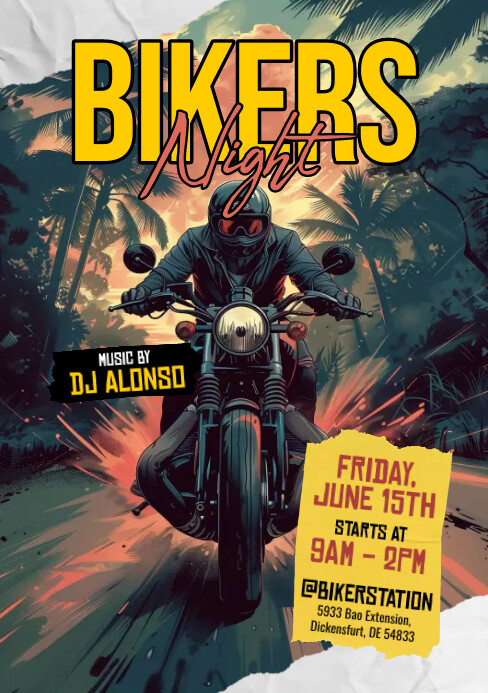 Biker Ride Flyer Bikers Night Flyer Template | PosterMyWall