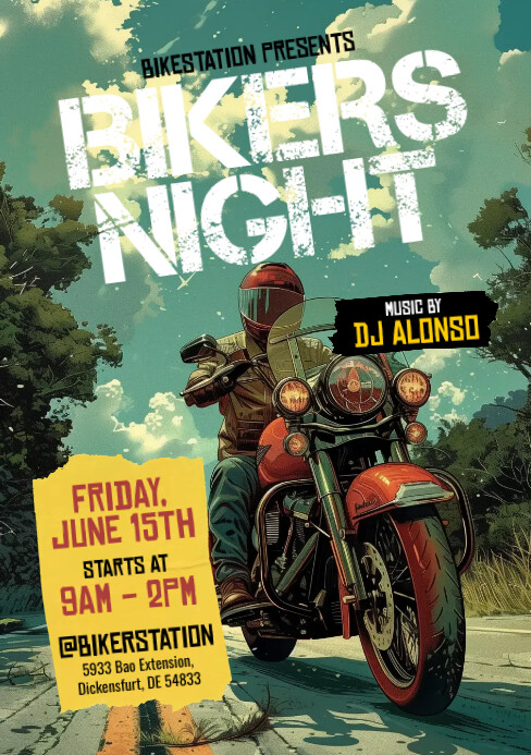 Biker Ride Flyer Bikers Night Flyer Template | PosterMyWall