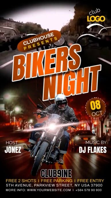 Biker Ride Flyer BIKERS NIGHT PARTY FLYER POSTER Template | PosterMyWall