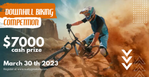 สีน้ำตาล Downhill Biking Competition Anuncio de Facebook Template