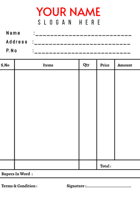Bill Book Using Template White Invoice A6 Template | PosterMyWall