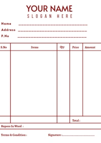 bill book invoice  single color design A6 template
