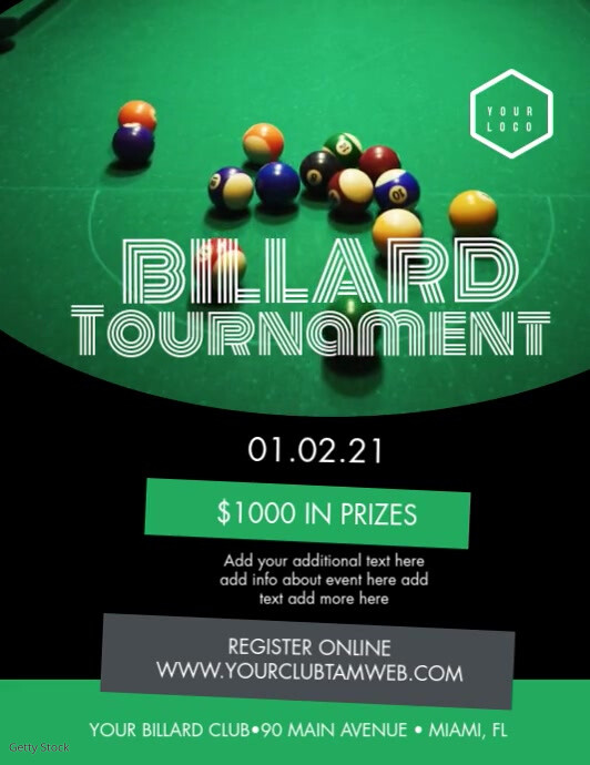 Copy of Billard Tournament Modern Video Flyer Templat | PosterMyWall