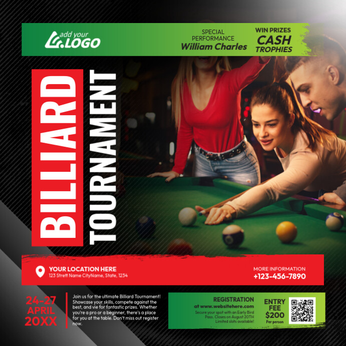 Copy of Billard Tournament Template | PosterMyWall