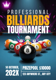 Billiard, snooker, match day A4 template