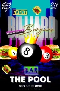 Billiard Burger Party Poster template