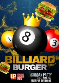 Billiard Burger Party Flyer A5 template