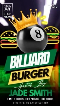 Billiard Burger Party Video Instagram Story template