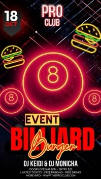 Billiard Burger Red Party Instagram Story template