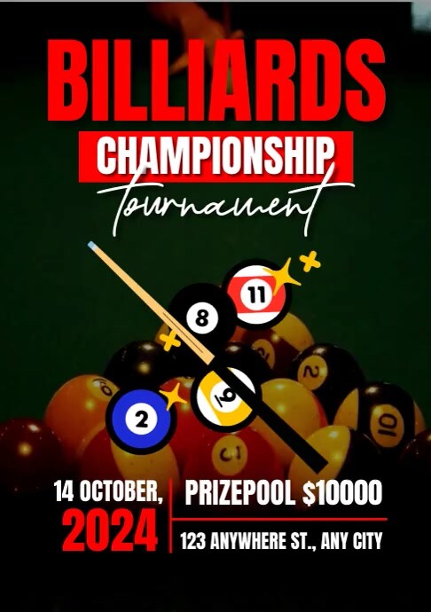 Billiard Championship Tournament Template | PosterMyWall