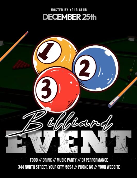 Copy of billiard event ads | PosterMyWall