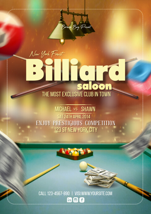 Billiard Flyer A4 Template | PosterMyWall