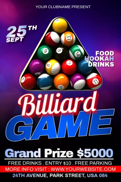 Billiard Game Ads Poster template