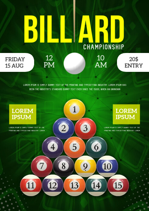 billiard game Template | PosterMyWall