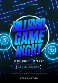 Billiard Game Night A4 template