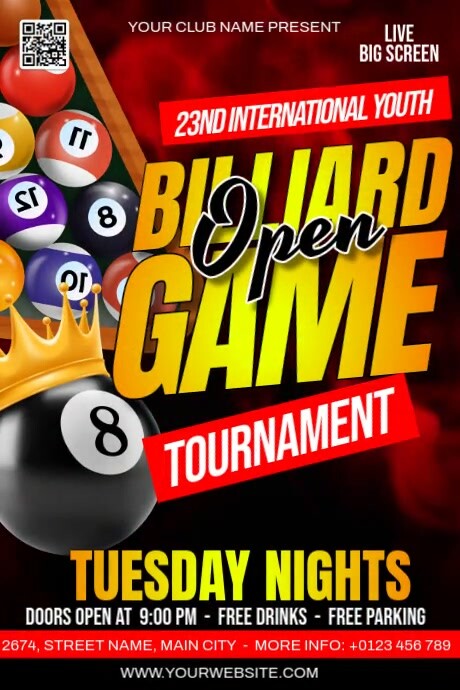 Billiard Game Tournament Template | PosterMyWall