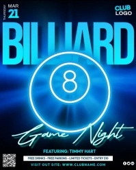 billiard games night Instagram Portrait template