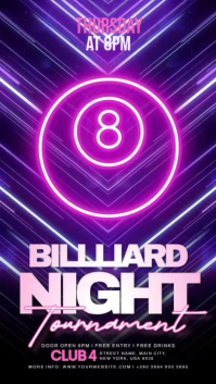 Purple Billiard Tournament Instagram Story Template