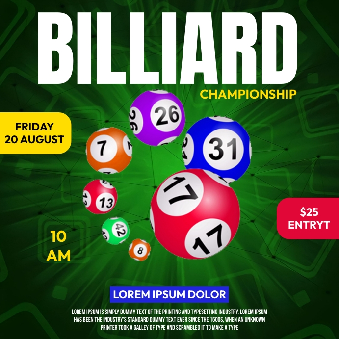 Billiard poster Template | PosterMyWall