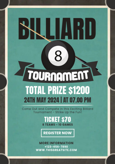 Billiard Tournament Design Template | PosterMyWall