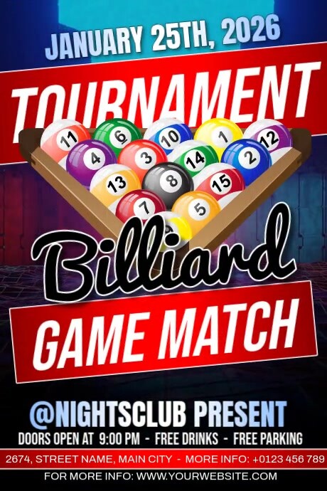 Billiard Tournament Game Match Template | PosterMyWall