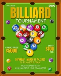 billiard tournament poster Instagram Portrait template