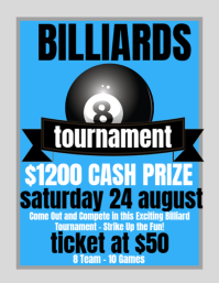 billiard tournament poster Flyer (US Letter) template