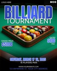billiard tournament poster Instagram Portrait template