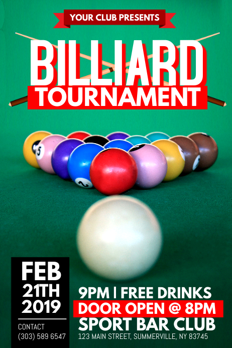 Billiard Tournament Poster Template | PosterMyWall