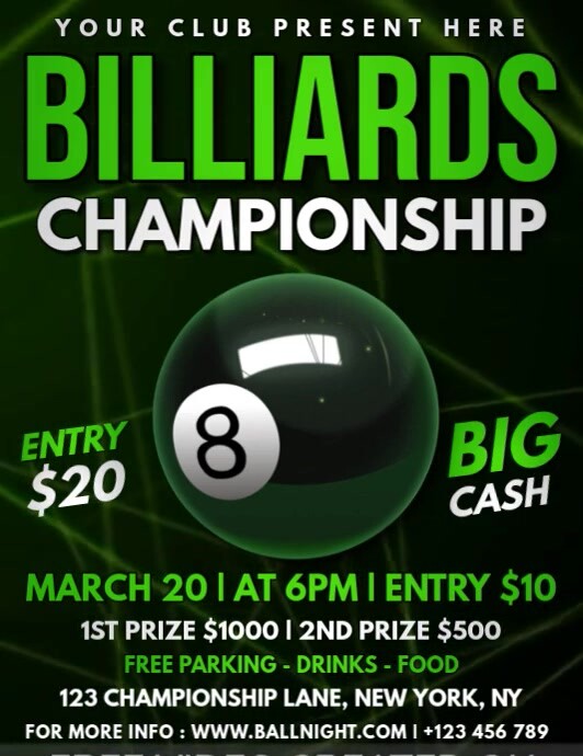 Billiards Championship Ad Video Template | PosterMyWall