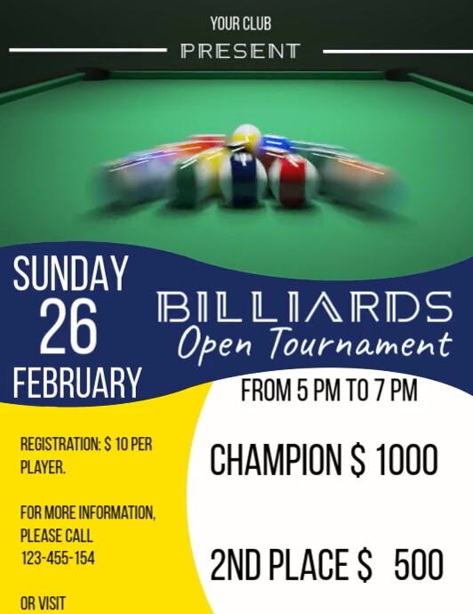 BILLIARDS Template PosterMyWall