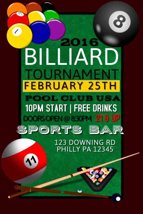 billiards Template | PosterMyWall