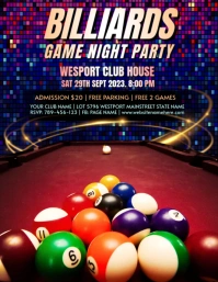 Billiards Game Night Invitation Flyer template