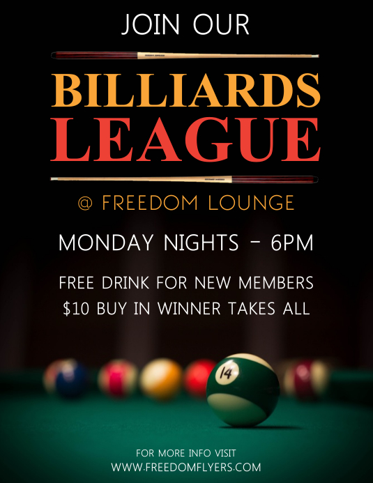 Billiards League Template PosterMyWall