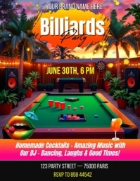 Billiards Party Flyer Volantino (US Letter) template