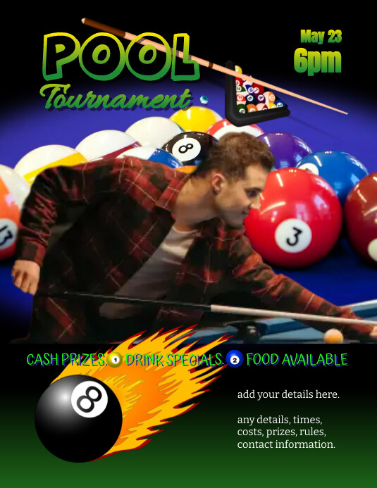 Copy of Billiards pool league tournament flyer | PosterMyWall